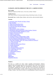 CLIMATE AND WEATHER OF THE SUN
