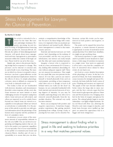 Stress Management for Lawyers: An Ounce of Prevention
