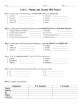 Unit 1: Matter and Energy HW Packet