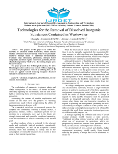 Technologies for the Removal of Dissolved Inorganic Substances
