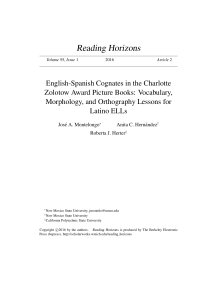 English-Spanish Cognates in the Charlotte Zolotow Award Picture