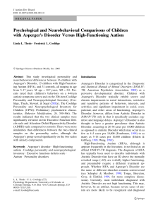 Psychological and Neurobehavioral Comparisons of Children with