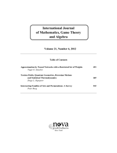International Journal of Mathematics, Game Theory and Algebra