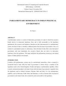 parliamentary democracy in indian political environment