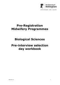 Pre-Registration Midwifery Programmes Biological Sciences Pre