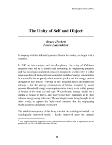 The Unity of Self and Object1