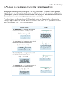 P.9 Linear Inequalities and Absolute Value Inequalities
