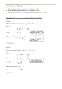 Solve simultaneous linear equations by the elimination method