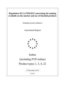 (including PVP-iodine) Product types 1, 3, 4, 22