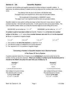 Section 6-2A Scientific Notation Lecture