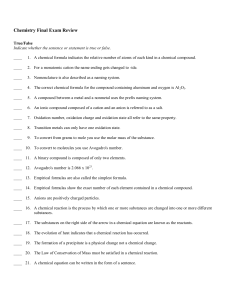 Chemistry Final Exam Review