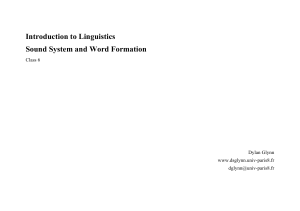 Introduction to Linguistics Sound System and Word Formation