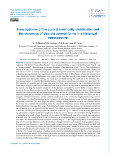 Investigations of the auroral luminosity distribution and the dynamics