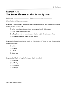 C1: The Inner Planets of the Solar System