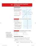 Solving Quadratic Equations by Graphing 9.2