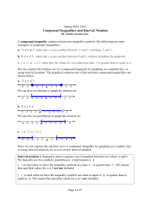 MAT 1033 - Compound Inequalities and Interval Notation