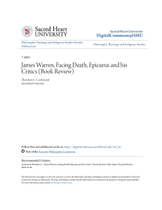 James Warren, Facing Death, Epicurus and his Critics (Book Review)