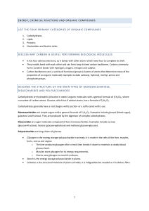 energy, chemical reactions and organic compounds list the four