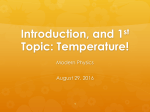 Introduction, and 1st Topic: Temperature!