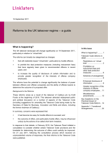 Reforms to the UK takeover regime – a guide