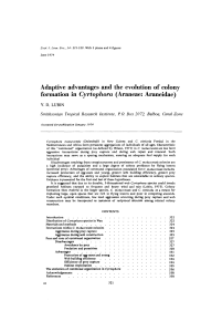 Adaptive advantages and the evolution of colony formation in