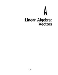 Appendix A: Linear Algebra: Vectors