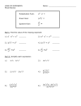 LAWS OF EXPONENTS Name: Mixed Review Multiplication Rule