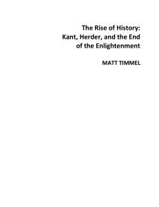 The Rise of History: Kant, Herder, and the End of the Enlightenment