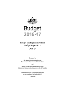 Budget Paper No.1: Budget Strategy and Outlook
