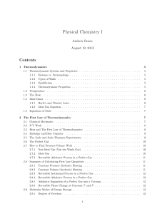 Physical Chemistry I – review guide
