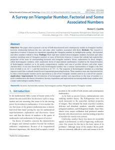 A Survey on Triangular Number, Factorial and Some Associated