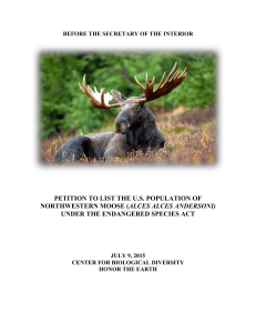 Moose Listing Petition - Center for Biological Diversity