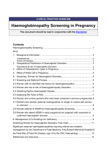 Haemoglobinopathies screening and referral