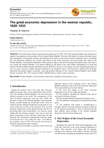 The great economic depression in the weimar republic, 1929−1933