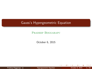 Gauss`s Hypergeometric Equation