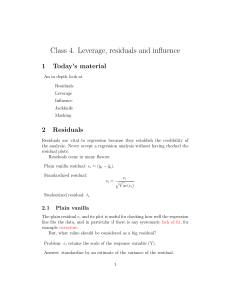 Class 4. Leverage, residuals and influence