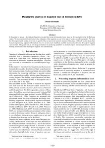 Descriptive analysis of negation cues in biomedical texts