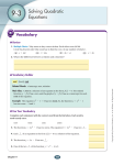 9-3 Solving Quadratic Equations