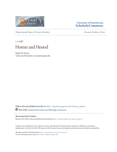 Homer and Hesiod - ScholarlyCommons