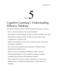 Chapter 5: Cognitive Learning I: Understanding Effective Thinking