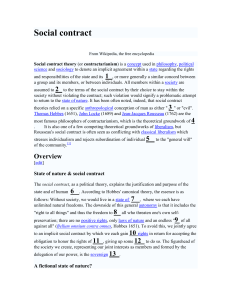 Social contract CLOZE worksheet