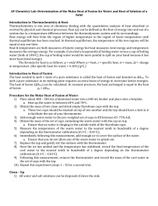 AP#Chemistry#Lab:#Determination#of#the#Molar#Heat#of#Fusion