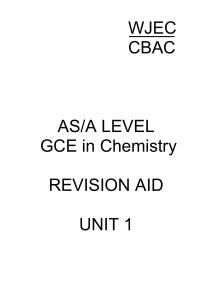 WJEC CBAC AS/A LEVEL GCE in Chemistry REVISION AID UNIT 1