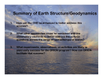 Summary of Earth Structure/Geodynamics