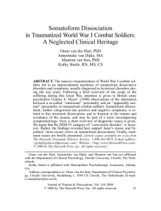 Somatoform Dissociation in Traumatized World War I Combat Soldiers