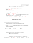 Integers and Absolute Value – Guided Notes