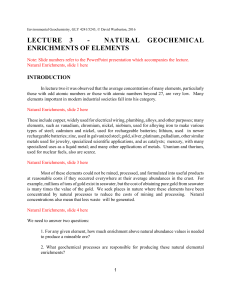Natural Geochemical Enrichments of Elements