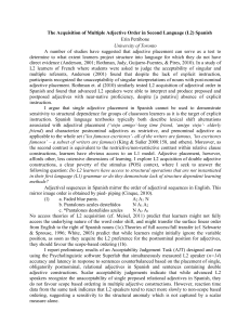 The Acquisition of Multiple Adjective Order in Second Language (L2