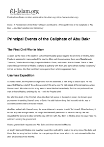 Principal Events of the Caliphate of Abu Bakr - Al
