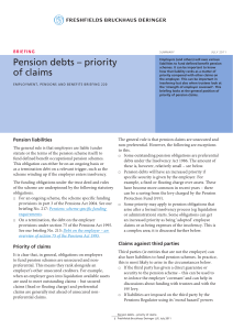 Pension debts – priority of claims